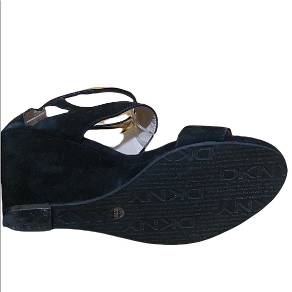 DKNY Suede Leather Black Wedges Size 8.5 - Picture 8 of 13